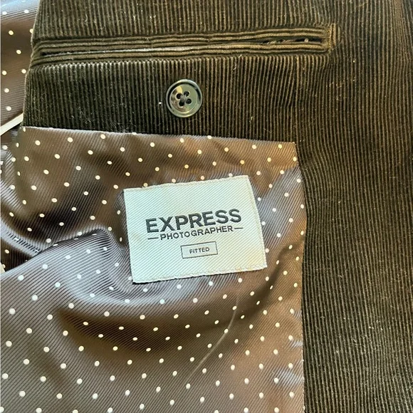 Express Men's Deep Brown Fitted Corduroy Blazer Jacket - Picture 9 of 10